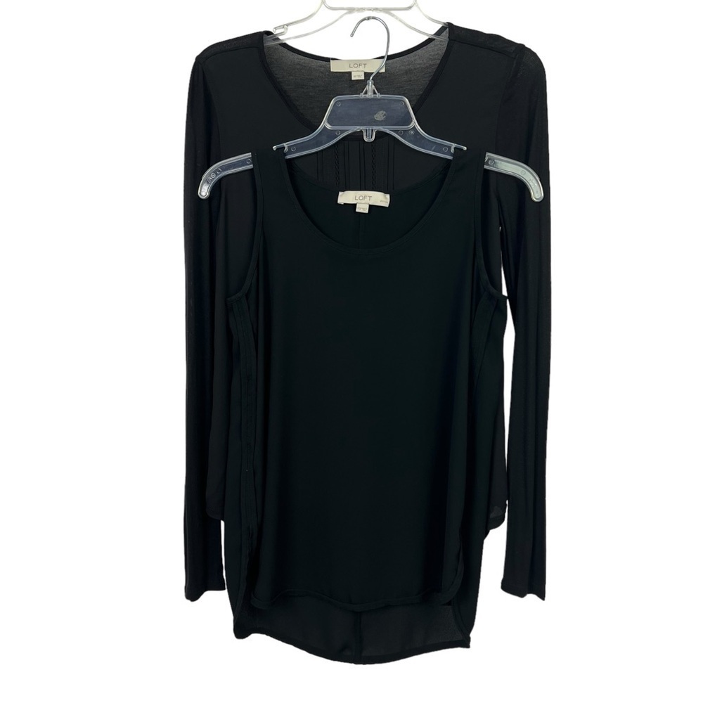 Ann Taylor Loft Women’s Tops Lot/2 Sleeveless Sz XXSP Long Sleeve Sz XS Black